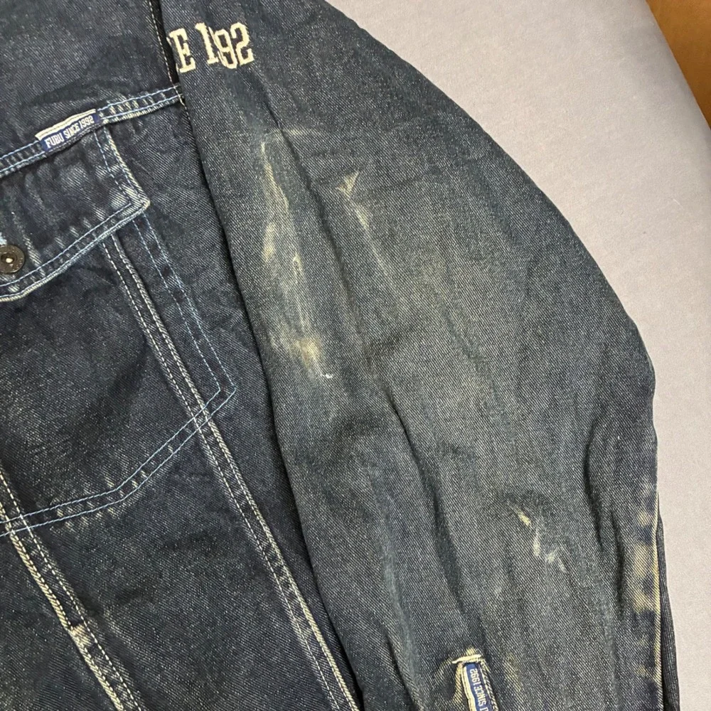 Vintage Y2K Fubu Dark Wash Denim Jacket Men's Size XXL Hip Hop Retro